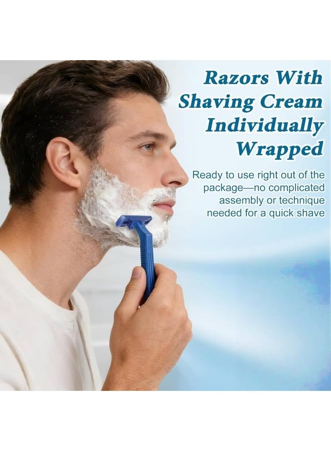 5 PCS Disposable Razors Bulk, Razors Individually Wrapped Bulk With Shaving Cream, For Hotels, Shelters, Homeless, Nursing Homes, Charities, Churches, Blue - Image 2