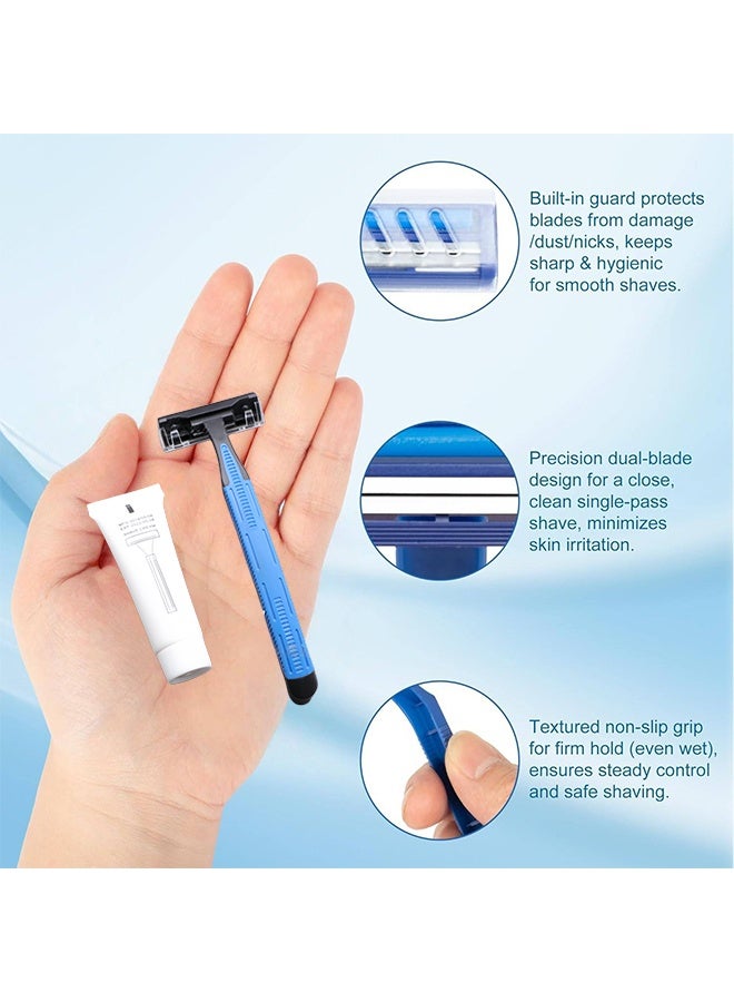 5 PCS Disposable Razors Bulk, Razors Individually Wrapped Bulk With Shaving Cream, For Hotels, Shelters, Homeless, Nursing Homes, Charities, Churches, Blue - Image 3