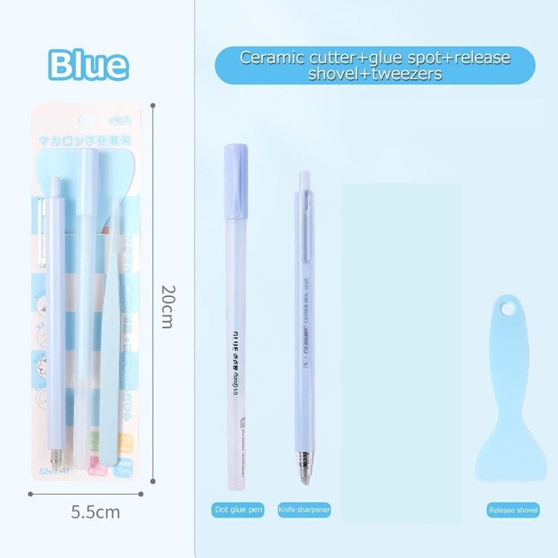 53 Arts 53ARTS Paper Cutter Pen,Small Shovel, Candy Color Scrapbook Glue Pen for Crafting DIY Hand Account Pen School Supplies with Cutter Blades - Image 1