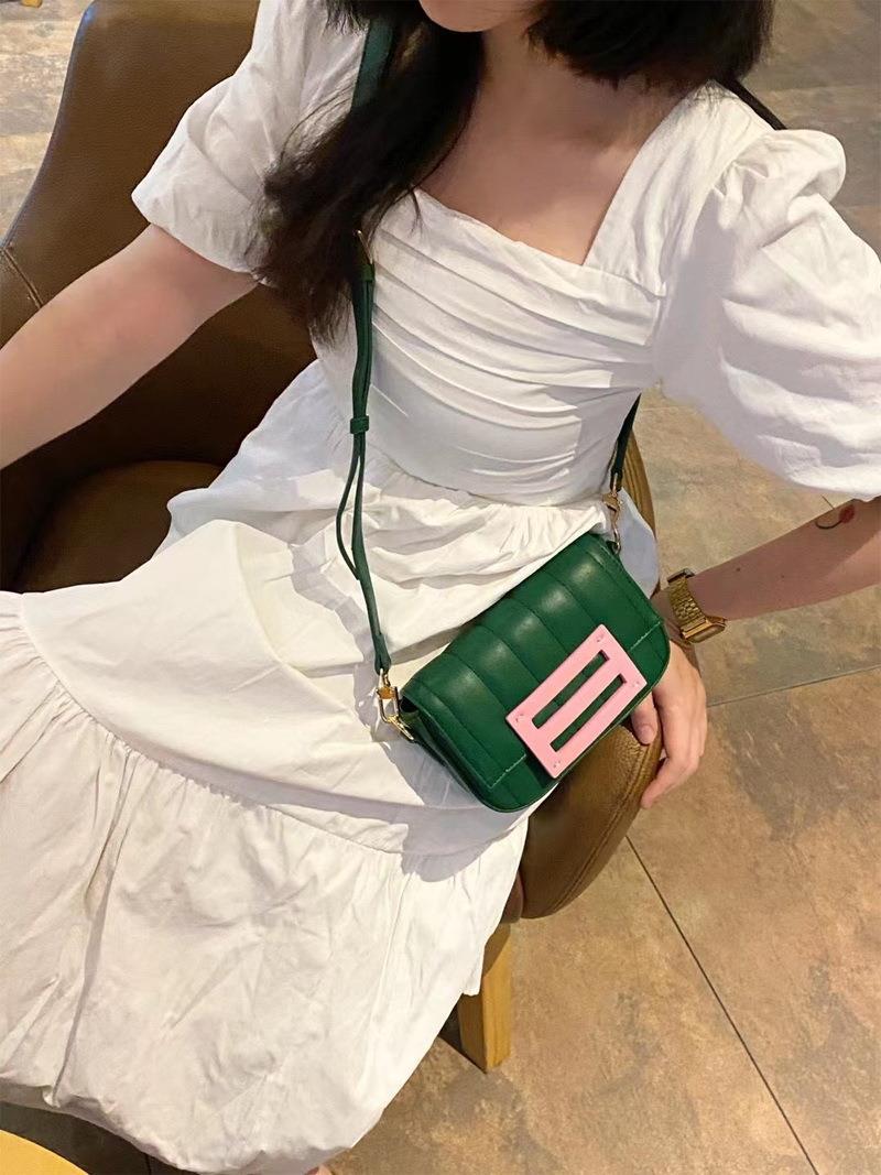 2022 Arrival Handmade Woven Wide Shoulder Strap Underarm Bag Ins Niche Texture Colorblock Small Square Bag For Women - Image 4