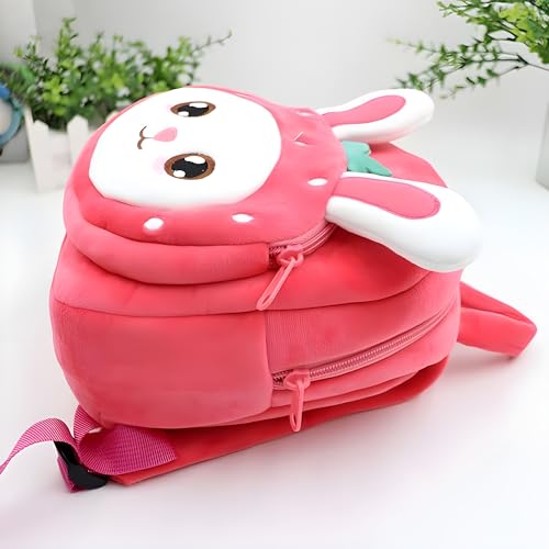 Delicado Cute Small Toddler Kids Backpack Pink Strawberry Design | Nursery Preschool Playschool Picnic Travel Bag for Boys & Girls Age 2-5 Years - Image 3