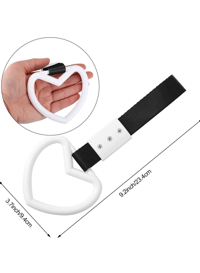 SYOSI 4 Pieces Heart-shaped Rings Car Handle Straps, Car Decor Car Handle Straps Rear Bumper Warning Ring Car Interior (Black, White) - Image 2