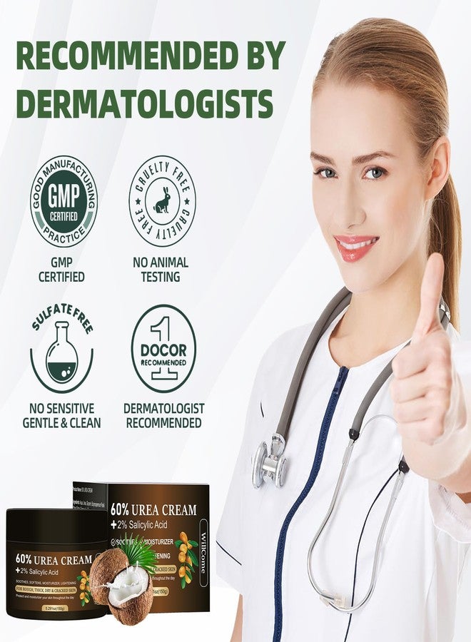 WillCome Urea Cream 60 Percent with 2% Salicylic For Feet Maximum Strength, Callus Remover Gel,Foot&Hand Care Cream Urea Lotion for Dry Cracked Heels and Feet Treatment& Repair,5.29 oz - Image 5