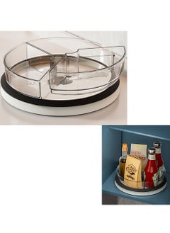 Excefore Lazy Susan Organizer, 11 Inch Rotatable Lazy Susan Turntable with 3 Bins for Cabinet, 3 BPA-Free Removable Clear Bins Lazy Susan for Table Top, Non-Slip Spice Rack for Dining Table (Clear)  - Image 1