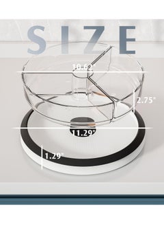 Excefore Lazy Susan Organizer, 11 Inch Rotatable Lazy Susan Turntable with 3 Bins for Cabinet, 3 BPA-Free Removable Clear Bins Lazy Susan for Table Top, Non-Slip Spice Rack for Dining Table (Clear)  - Image 5