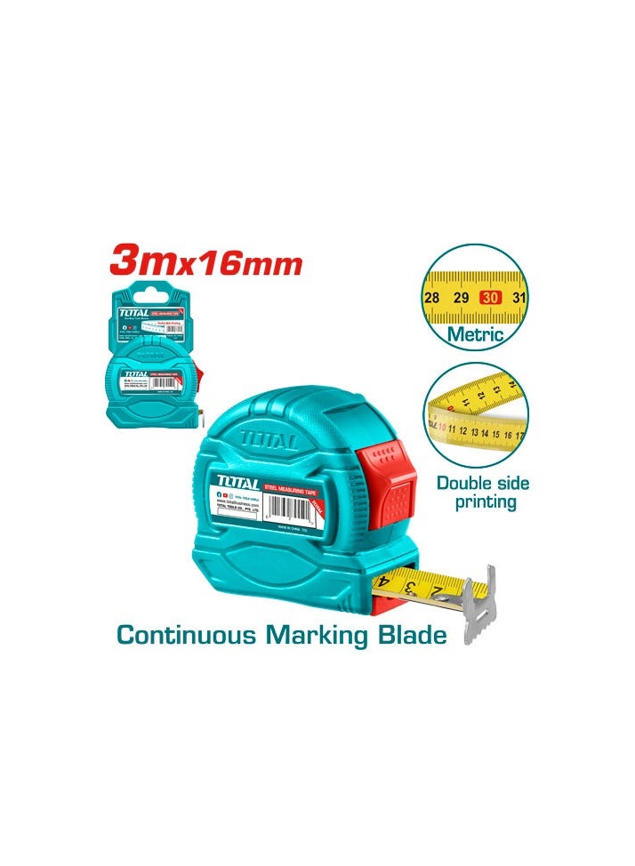 TOTAL Total  Steel Measuring Tape 3M X 16Mm  Tmt34316M
