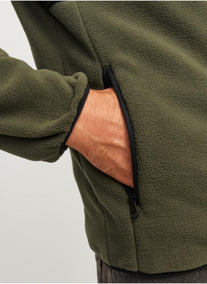 JJ Rebel by Jack and Jones Contrast Panel Fleece Jacket with Zip Pockets  - Image 3