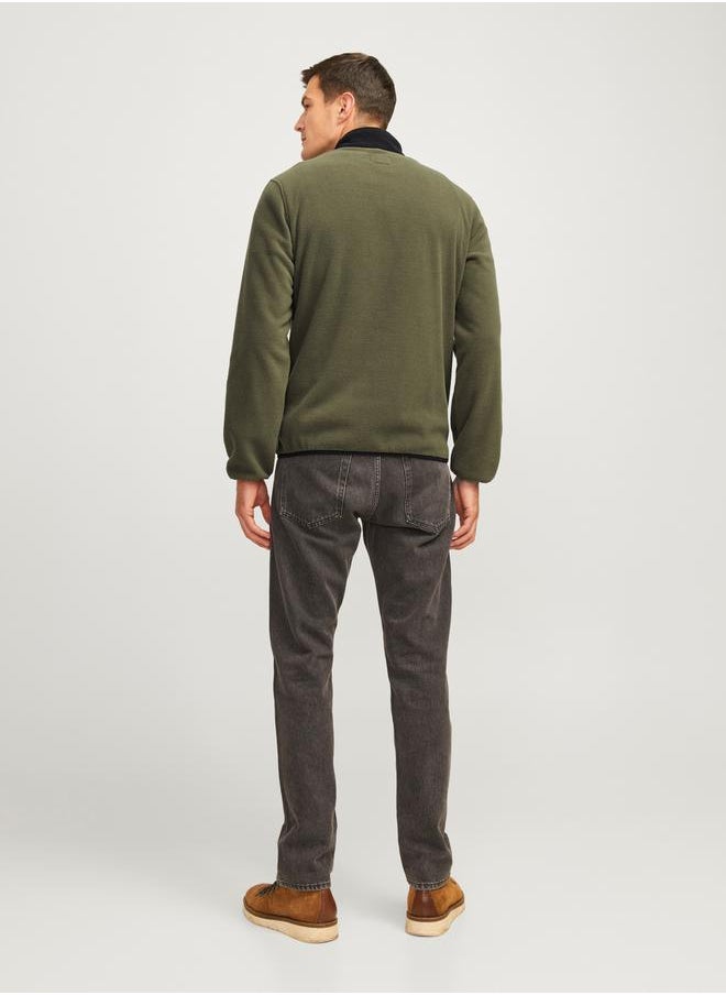 JJ Rebel by Jack and Jones Contrast Panel Fleece Jacket with Zip Pockets  - Image 5