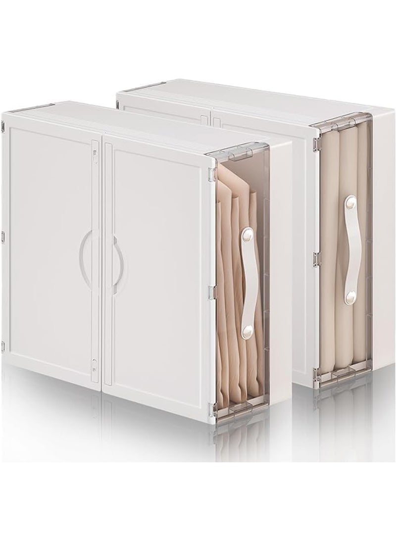 LIMOS Bed Sheet Storage Organizer Plastic Foldable Closet Sheets Bedding storage with Window Handle - Image 1