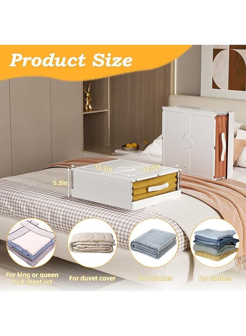 LIMOS Bed Sheet Storage Organizer Plastic Foldable Closet Sheets Bedding storage with Window Handle - Image 3