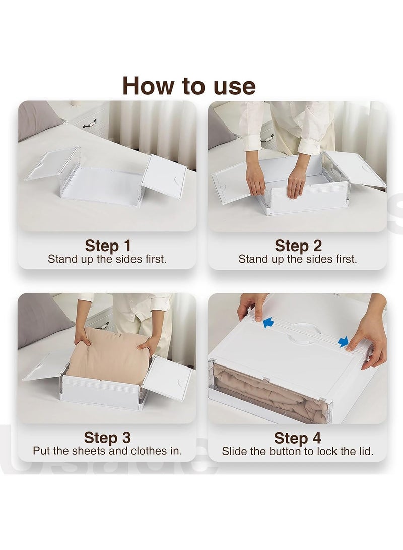 LIMOS Bed Sheet Storage Organizer Plastic Foldable Closet Sheets Bedding storage with Window Handle - Image 5