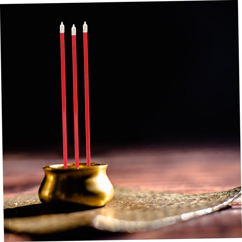 9Pcs Red Plastic Electric Incense Burner Sticks with LED Lights for Home Fragrance and Meditation - Image 5