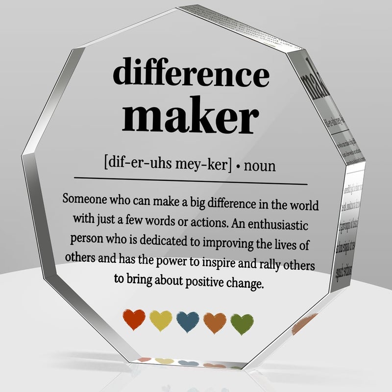 LuoHere Difference Maker Gifts Thank You Appreciation Quote Gift Idea for Leader Boss Women Best Mom Mentor Coach Boss Manager Coworker Teacher Girlfriend Girls Difference Maker Home Office Desk Decor Sign - Image 1