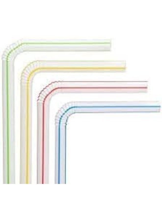 100-Pack Disposable Plastic Drinking Straws - Flexible & Multi-Colored - 24cm Length & 6mm Diameter - Ideal for Milk, Juice, and Cold Beverages. - Image 3