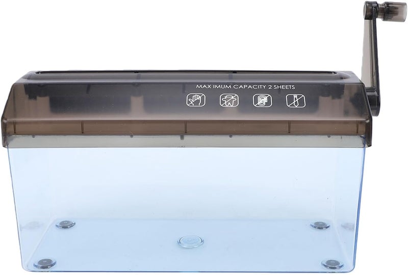 Mini Hand Shredder, Portable Manual Paper Shredder for A4 Documents with 3mm Strip Cut, 229mm Entrance, 1.5L Transparent Bin for Home Office School Use - Image 1