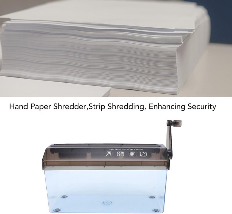 Mini Hand Shredder, Portable Manual Paper Shredder for A4 Documents with 3mm Strip Cut, 229mm Entrance, 1.5L Transparent Bin for Home Office School Use - Image 3