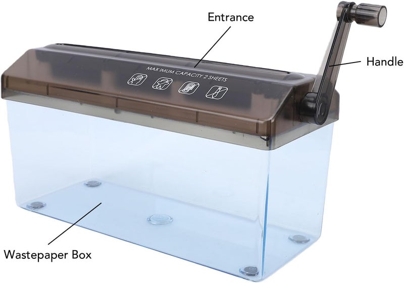 Mini Hand Shredder, Portable Manual Paper Shredder for A4 Documents with 3mm Strip Cut, 229mm Entrance, 1.5L Transparent Bin for Home Office School Use - Image 4