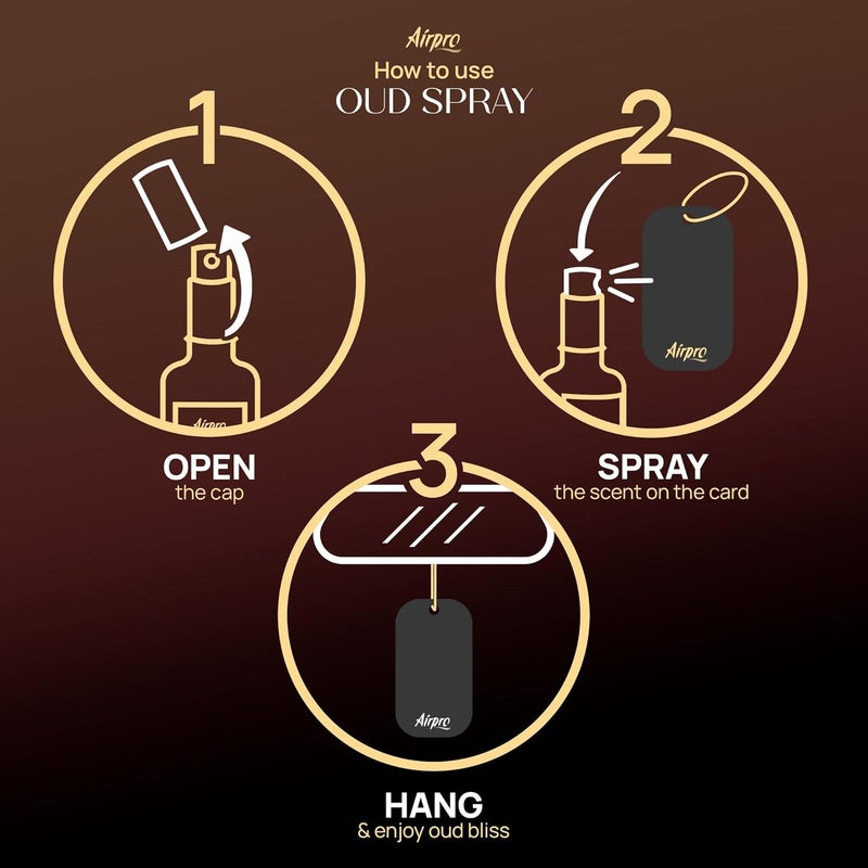Airpro بخاخ عطر العود الفاخر - إصدار محدود لعطر السيارة | بخاخ عطر العود الفاخر طويل الأمد مع البرغموت، الورد و خشب الأجار | ملحقات سيارات فاخرة و معطرات سيارات 100 مل - Image 4