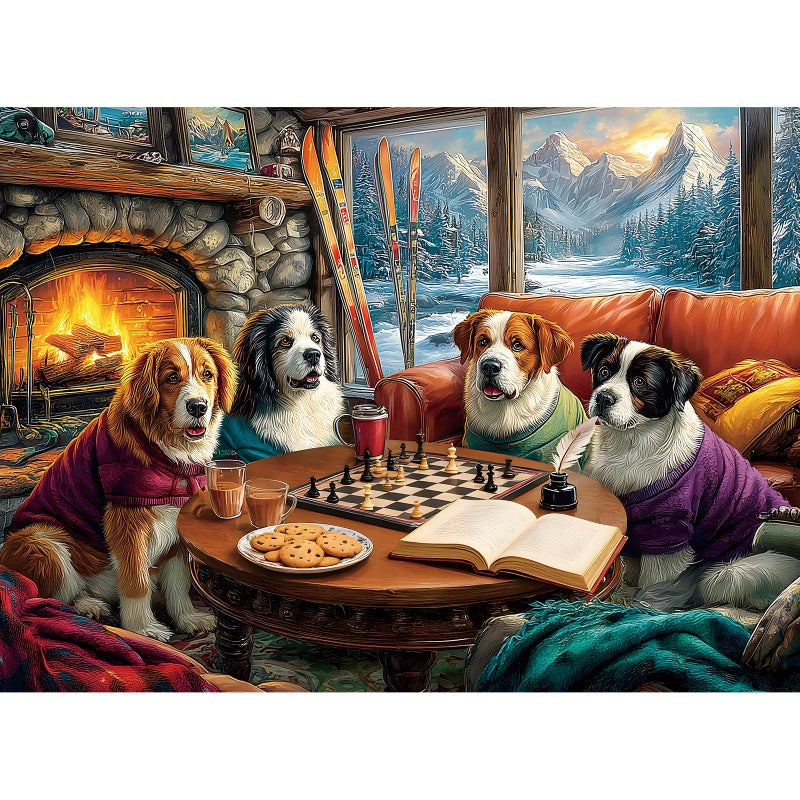 EIYRURU 500 Pieces Puzzle for Adults Funny Four Dogs Playing Chess Jigsaw Puzzle Challenging Relaxing Perfect for Family Game Nights 205 x 15 in - Image 3