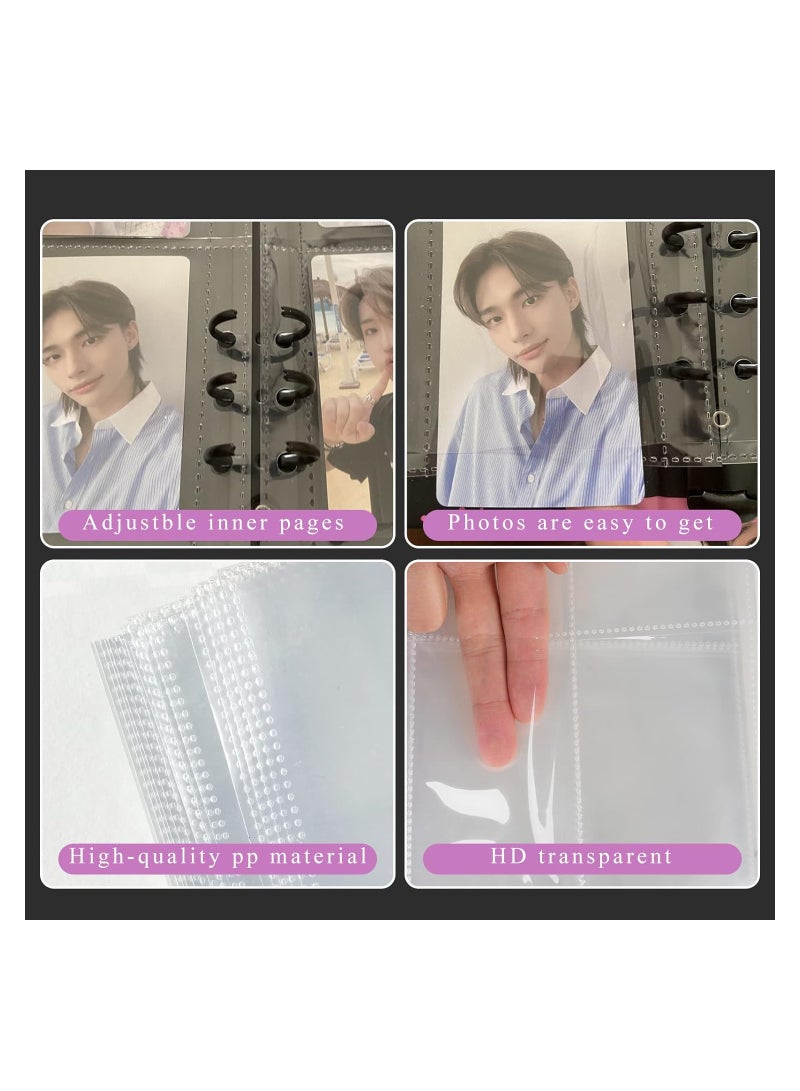 سيوسي A5 KPOP Photocard Binder 240 جيوب KPOP Photocard حامل كتاب 30 الأكمام Photocard جمع الكتاب حماة بطاقة إعادة الملء 6 حلقة بطاقة الصورة الموثق ألبوم الصور لصور الكاميرا الصغيرة - Image 2
