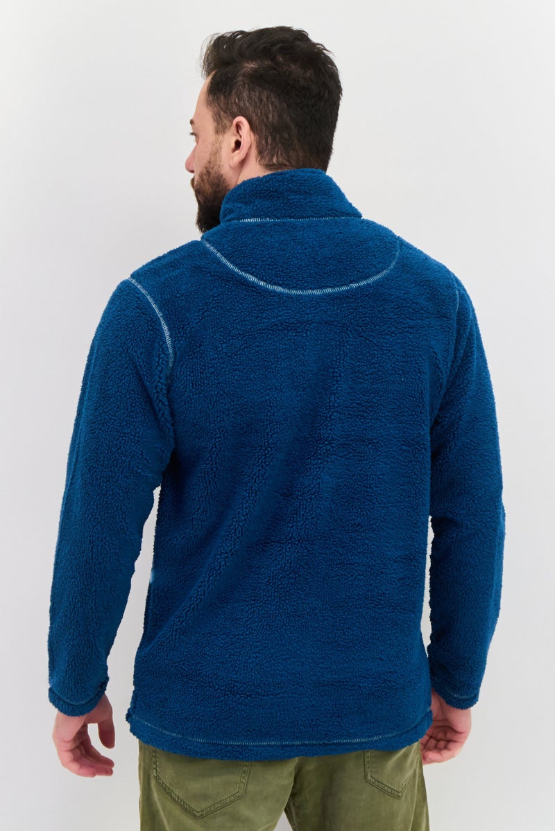 TRUE GRIT Men Sherpa Half Zip Sweater, Marine Blue - Image 3