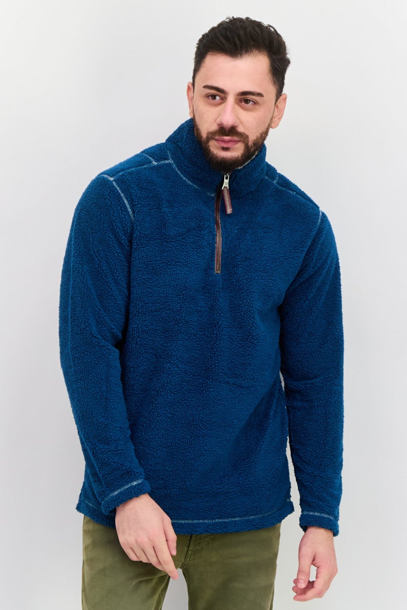 TRUE GRIT Men Sherpa Half Zip Sweater, Marine Blue - Image 1