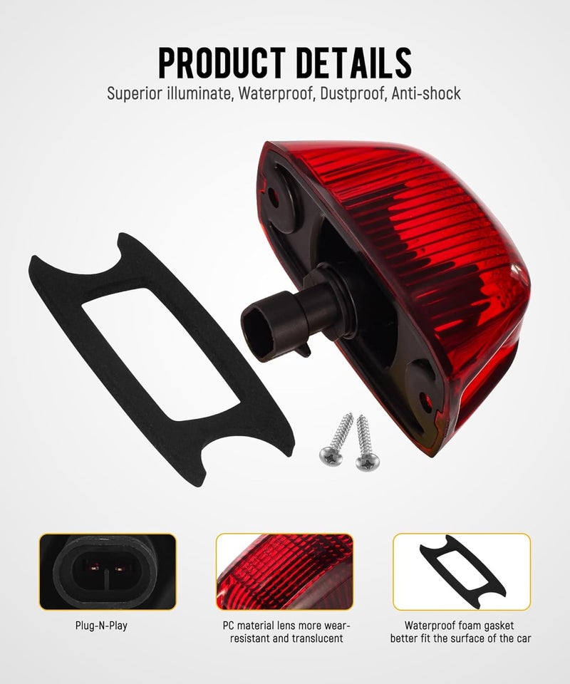 Partsam 5pcs Replacement for Ram Promaster 1500 2500 3500 Rear Cab Marker Roof Lights Rear Roof Mounted Cab Light Lamps Top Clearance Assembly 2014 2015 2016 2017 2018 2019 2020 w/replaceable Bulbs - Image 2