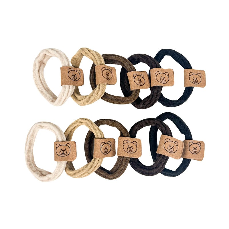 Hair Ties with Seamless High Elastic in Ponytail Holders Little Bear Style Multiple Color with 10 Pcs Packing