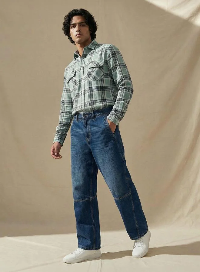 Lee Cooper BLUE Lee Cooper Flared Mid-Rise Panelled Jeans for Men | Best Price UAE