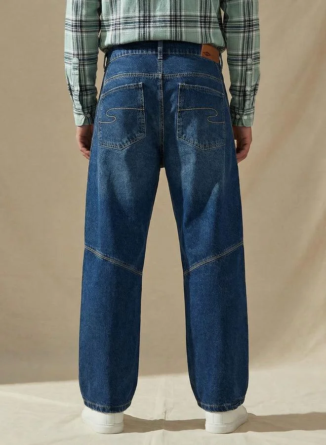 Lee Cooper BLUE Lee Cooper Flared Mid-Rise Panelled Jeans for Men | Best Price UAE