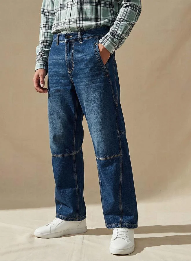 لي كوبر Lee Cooper Men Flared Mid Rise Panelled Jeans