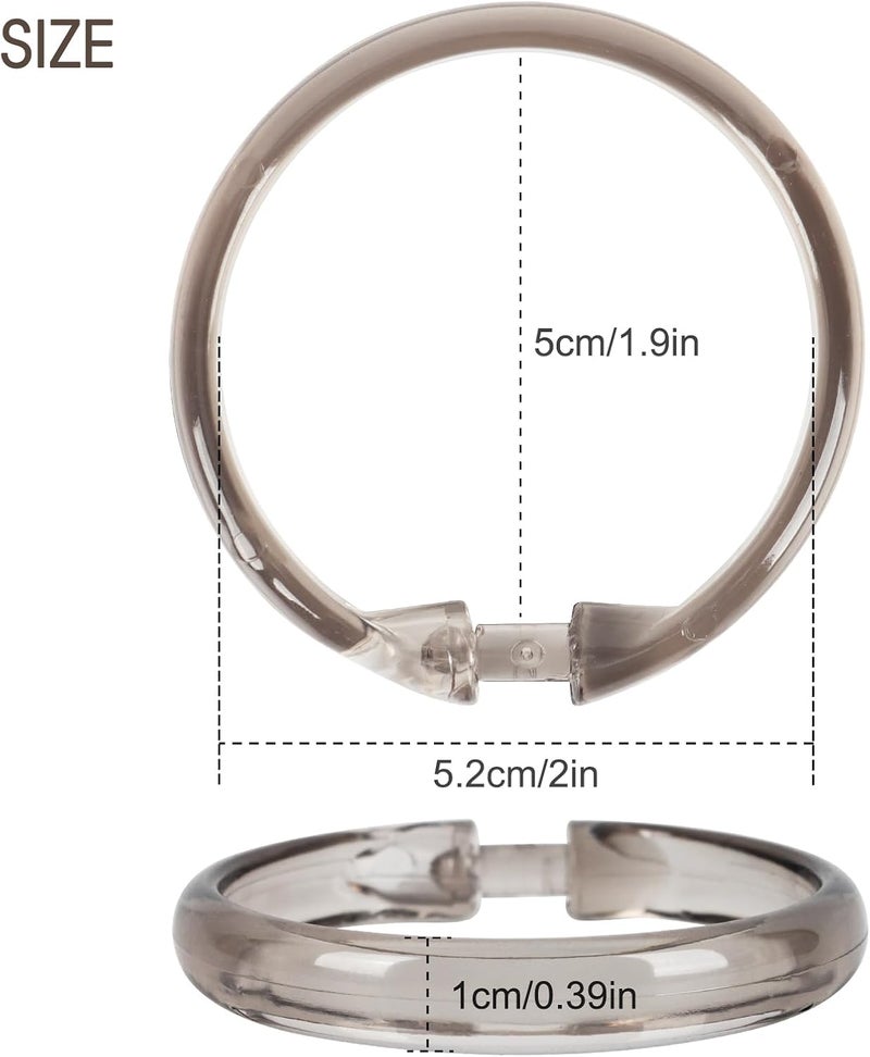 Qulable Light Taupe Shower Curtain Hooks - 12 Pcs Circular Plastic Shower Curtain Rings for Bathroom - O Shaped Transparent Pale Taupe Shower Hooks Rings for Shower Curtain Rod - Image 5