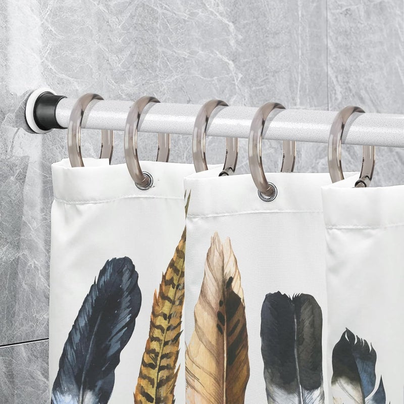 Qulable Light Taupe Shower Curtain Hooks - 12 Pcs Circular Plastic Shower Curtain Rings for Bathroom - O Shaped Transparent Pale Taupe Shower Hooks Rings for Shower Curtain Rod - Image 2