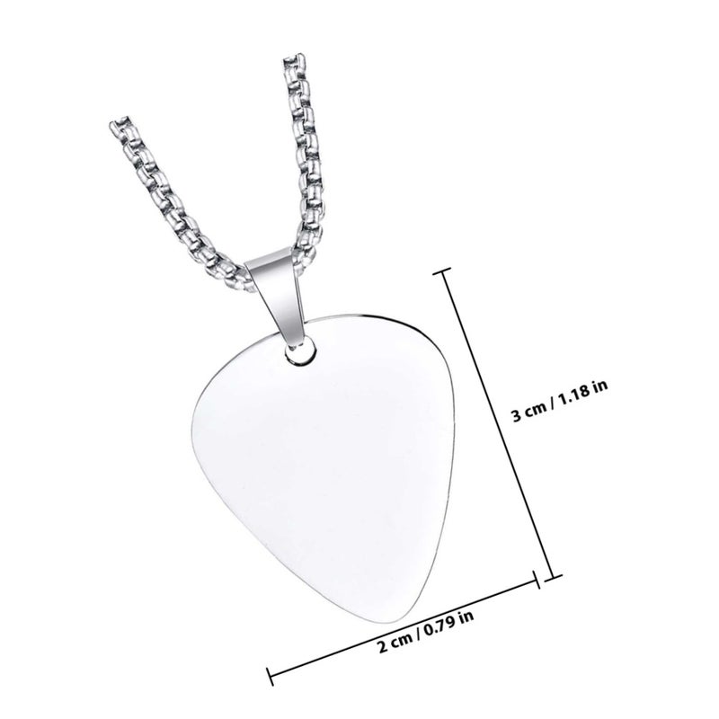 2pcs Guitar Pick Necklace Pendant Stainless Steel Chain Necklace Gift for Women Men - Image 2
