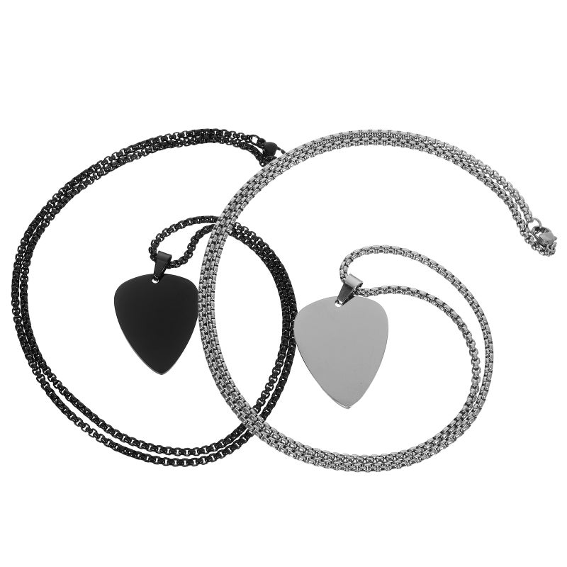 2pcs Guitar Pick Necklace Pendant Stainless Steel Chain Necklace Gift for Women Men - Image 3