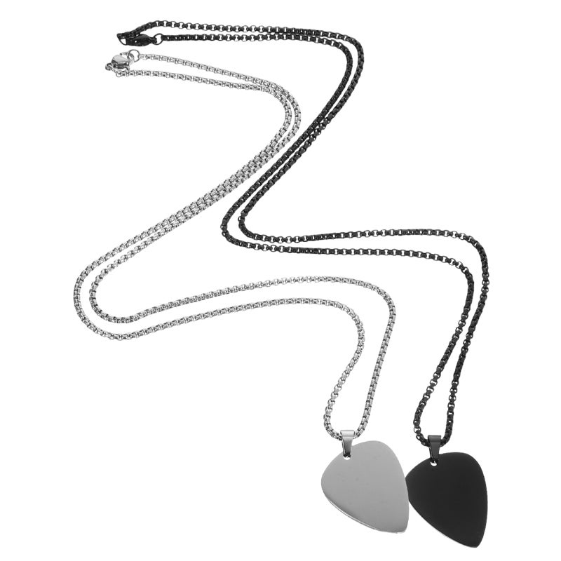 2pcs Guitar Pick Necklace Pendant Stainless Steel Chain Necklace Gift for Women Men - Image 4