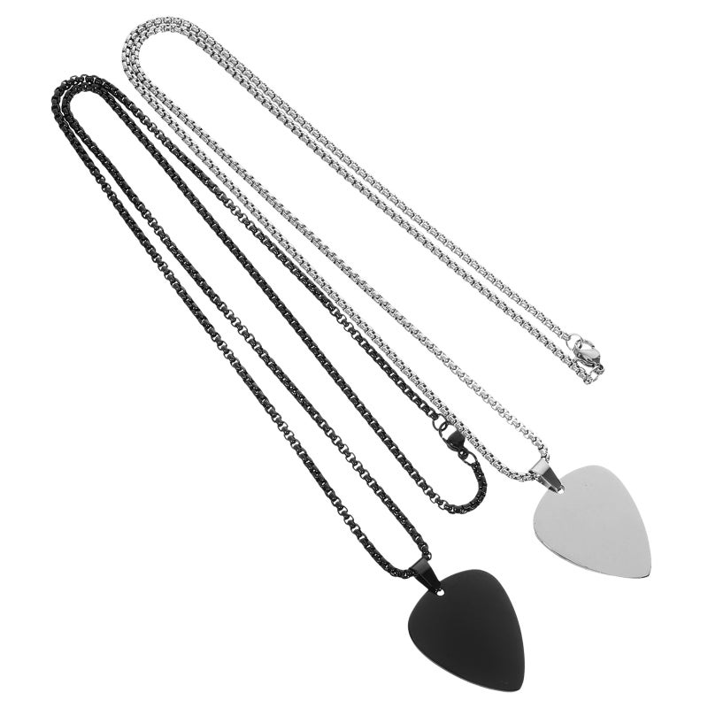 2pcs Guitar Pick Necklace Pendant Stainless Steel Chain Necklace Gift for Women Men - Image 5
