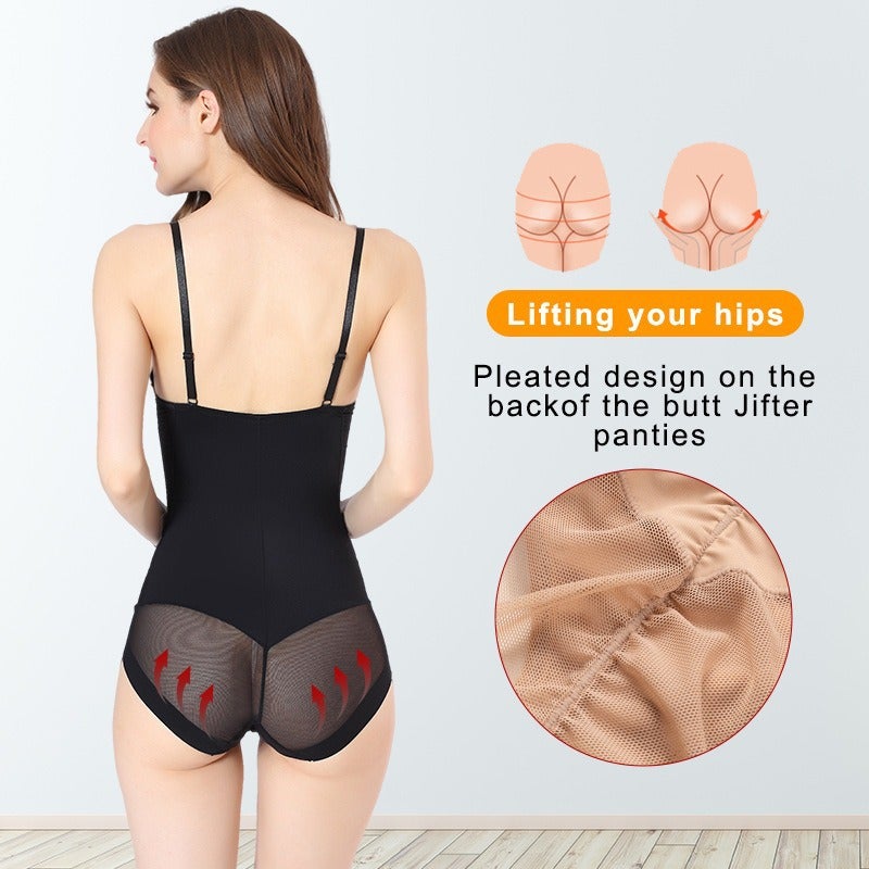 Summer Ultra-Thin Shaping Bodysuit with Tummy Control and Push-up, Lace-up Waist Cincher, Breathable Women's Shapewear - Image 3