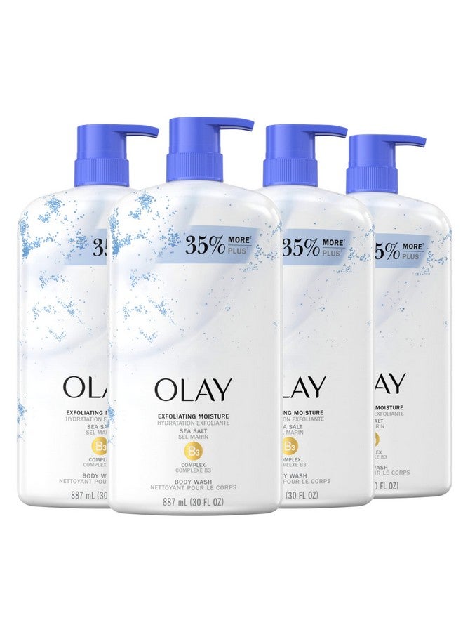 Olay غسول جسم مقشر ومرطب للنساء مع ملح البحر وفيتامين ب3 30 أونصة سائلة (عبوة من 4) - Image 2