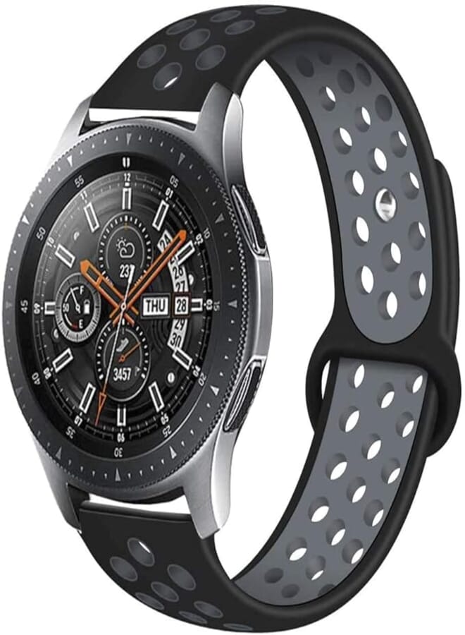 Bikson For Samsung Gear S3 Classic Breathable Sport Band Design with Air Holes and Quick Release Pin - Double Colors Strap - Black / Grey