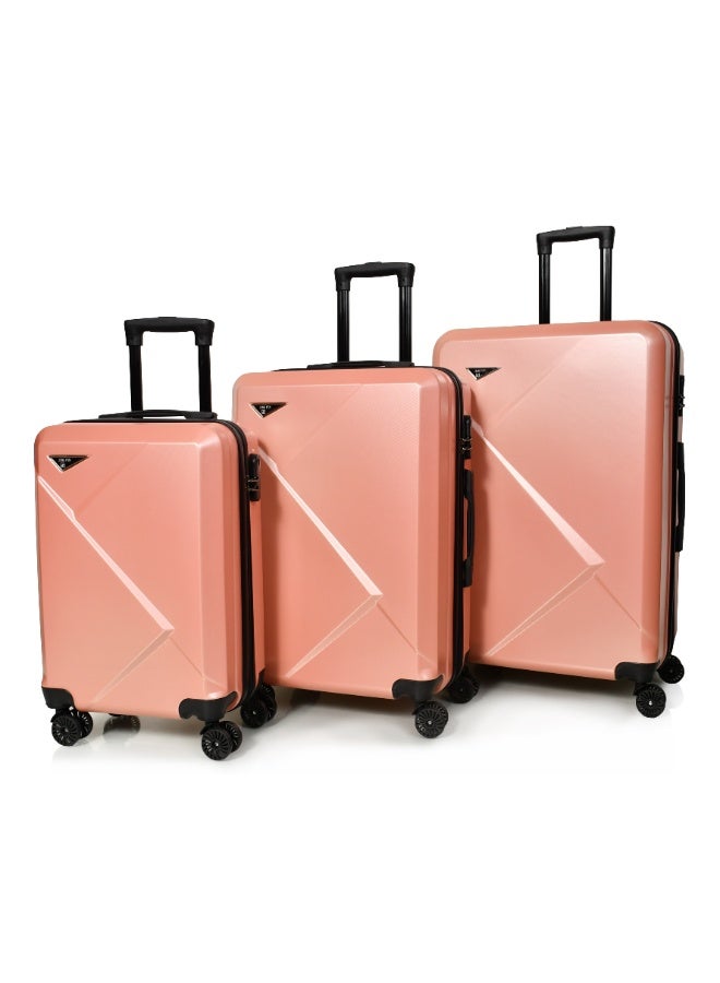 MORANO Hard-Side Luggage Set for Unisex Lightweight 4 Double Wheeled Suitcase with Built-In Type Lock (Set of 3 Pcs,roze gold - Image 2