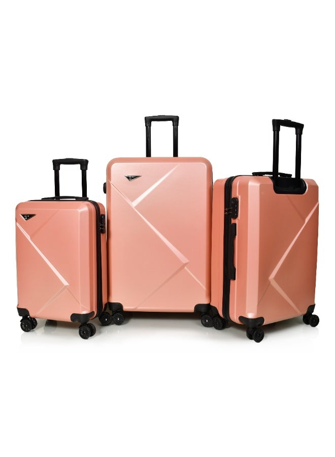 MORANO Hard-Side Luggage Set for Unisex Lightweight 4 Double Wheeled Suitcase with Built-In Type Lock (Set of 3 Pcs,roze gold - Image 1