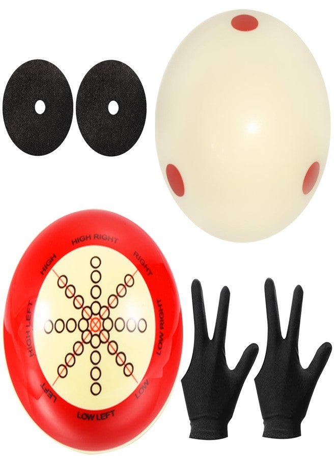 HEYLEAYAR 2 Pcs Billiard Training Cue Ball,Pool Cue Ball Practice with Dots,Inchluded Billiard Gloves,Pool Table Marker Dots,Billiard Balls Used in American Billiards Eight Balls - Image 1