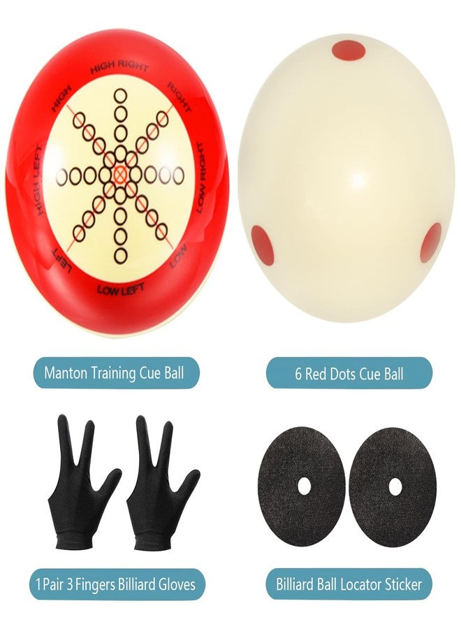 HEYLEAYAR 2 Pcs Billiard Training Cue Ball,Pool Cue Ball Practice with Dots,Inchluded Billiard Gloves,Pool Table Marker Dots,Billiard Balls Used in American Billiards Eight Balls - Image 2