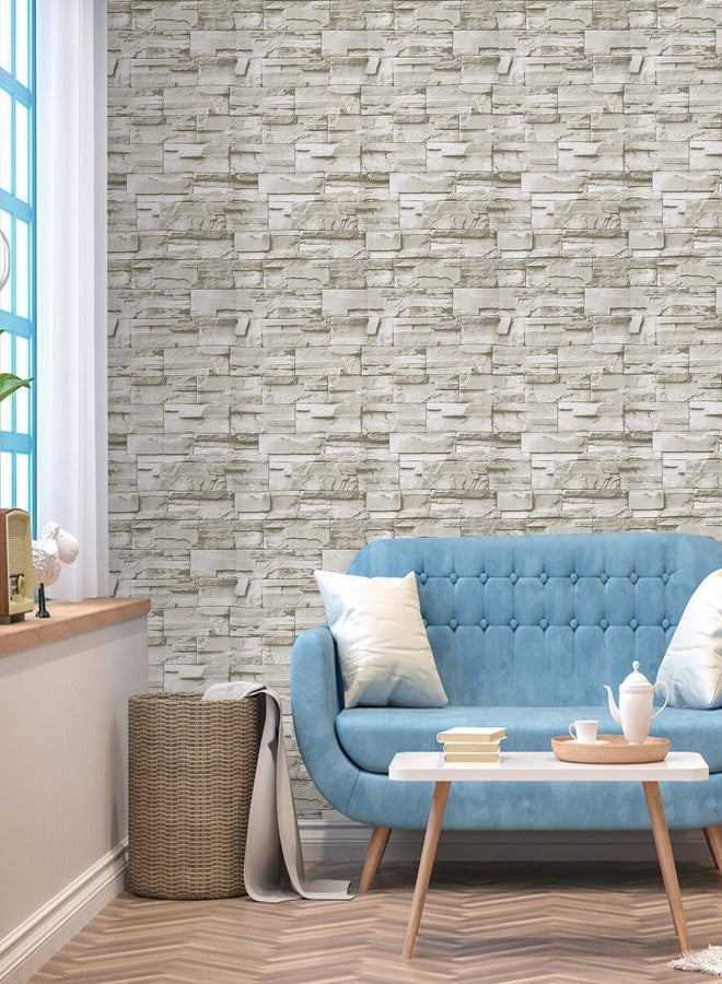 WENMER Beige Stone Peel and Stick Wallpaper 17.7" x 78.7" 3D Brick Wallpaper Faux Brick Wallpaper Brick Self Adhesive Removable Wallpaper Textured Stone Wall Paper for Kitchen Backsplash Walls - Image 5