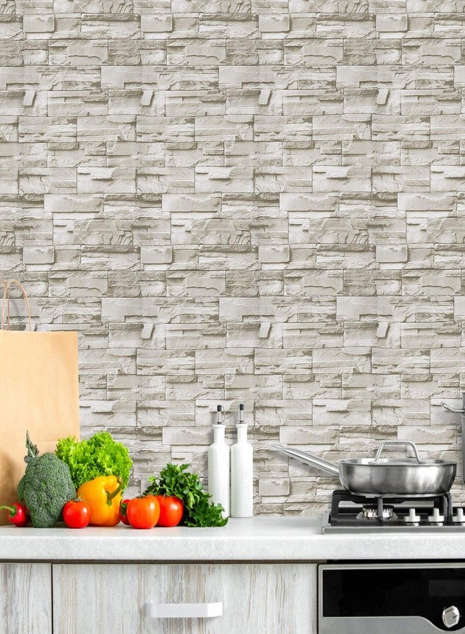 WENMER Beige Stone Peel and Stick Wallpaper 17.7" x 78.7" 3D Brick Wallpaper Faux Brick Wallpaper Brick Self Adhesive Removable Wallpaper Textured Stone Wall Paper for Kitchen Backsplash Walls - Image 3