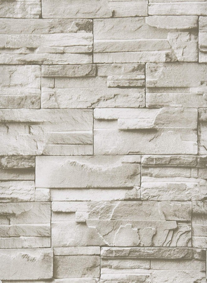 WENMER Beige Stone Peel and Stick Wallpaper 17.7" x 78.7" 3D Brick Wallpaper Faux Brick Wallpaper Brick Self Adhesive Removable Wallpaper Textured Stone Wall Paper for Kitchen Backsplash Walls - Image 1