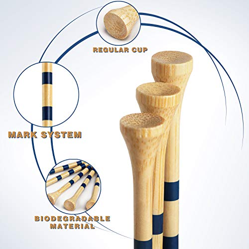 CHAMPKEY Premium Bamboo Golf Tees Pack of 170-120 Pcs Long Tees with 50 Pcs Short Tees Assorted Pack - Friendly Biodegradable Material Golf Tee（3-1/4"） - Image 3