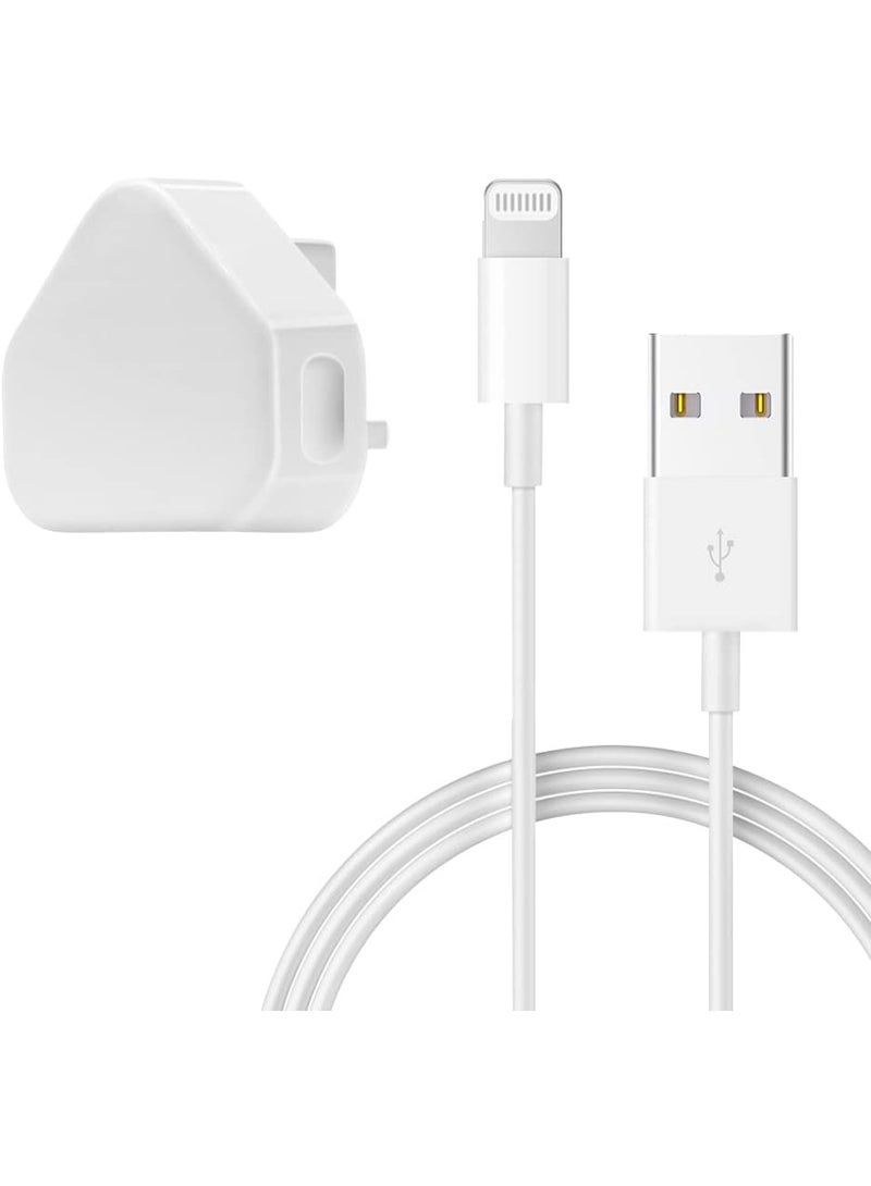 MUNTAQI 2 Pack Fast Charger Plug & Lightning Cable – 3-Pin USB Wall Charging Adapter with 1M Cable – Compatible with iPhone 14/13/12/11 Pro Max/XR/XS/X/8/7/6, iPad & More – Quick Charge Power Adapter Set - Image 1