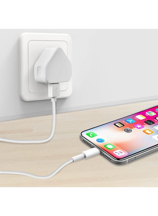 MUNTAQI 2 Pack Fast Charger Plug & Lightning Cable – 3-Pin USB Wall Charging Adapter with 1M Cable – Compatible with iPhone 14/13/12/11 Pro Max/XR/XS/X/8/7/6, iPad & More – Quick Charge Power Adapter Set - Image 3